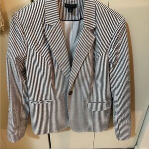 Willi Smith Grey and White Striped Blazer
